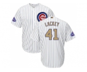 Youth Chicago Cubs #41 John Lackey White(Blue Strip) 2017 Gold Program Cool Base Stitched MLB Jersey