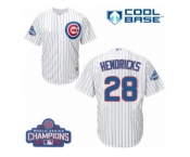 Youth Majestic Chicago Cubs #28 Kyle Hendricks Authentic White Home 2016 World Series Champions Cool Base MLB Jersey