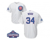 Youth Majestic Chicago Cubs #34 Kerry Wood Authentic White Home 2016 World Series Champions Cool Base MLB Jersey
