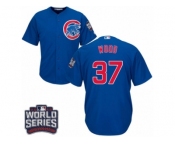 Youth Majestic Chicago Cubs #37 Travis Wood Authentic Royal Blue Alternate 2016 World Series Bound Cool Base MLB Jersey