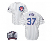 Youth Majestic Chicago Cubs #37 Travis Wood Authentic White Home 2016 World Series Bound Cool Base MLB Jersey