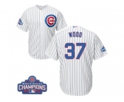 Youth Majestic Chicago Cubs #37 Travis Wood Authentic White Home 2016 World Series Champions Cool Base MLB Jersey