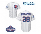 Youth Majestic Chicago Cubs #38 Mike Montgomery Authentic White Home 2016 World Series Champions Cool Base MLB Jersey