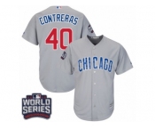 Youth Majestic Chicago Cubs #40 Willson Contreras Authentic Grey Road 2016 World Series Bound Cool Base MLB Jersey