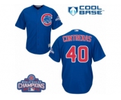 Youth Majestic Chicago Cubs #40 Willson Contreras Authentic Royal Blue Alternate 2016 World Series Champions Cool Base MLB Jersey