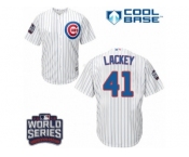 Youth Majestic Chicago Cubs #41 John Lackey Authentic White Home 2016 World Series Bound Cool Base MLB Jersey