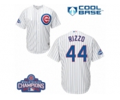 Youth Majestic Chicago Cubs #44 Anthony Rizzo Authentic White Home 2016 World Series Champions Cool Base MLB Jersey