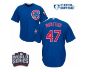 Youth Majestic Chicago Cubs #47 Miguel Montero Authentic Royal Blue Alternate 2016 World Series Bound Cool Base MLB Jersey