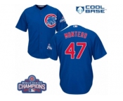 Youth Majestic Chicago Cubs #47 Miguel Montero Authentic Royal Blue Alternate 2016 World Series Champions Cool Base MLB Jersey