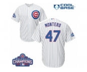 Youth Majestic Chicago Cubs #47 Miguel Montero Authentic White Home 2016 World Series Champions Cool Base MLB Jersey