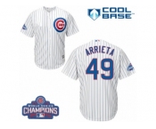 Youth Majestic Chicago Cubs #49 Jake Arrieta Authentic White Home 2016 World Series Champions Cool Base MLB Jersey