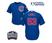 Youth Majestic Chicago Cubs #53 Trevor Cahill Authentic Royal Blue Alternate 2016 World Series Bound Cool Base MLB Jersey