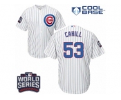 Youth Majestic Chicago Cubs #53 Trevor Cahill Authentic White Home 2016 World Series Bound Cool Base MLB Jersey