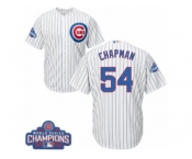 Youth Majestic Chicago Cubs #54 Aroldis Chapman Authentic White Home 2016 World Series Champions Cool Base MLB Jersey
