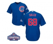 Youth Majestic Chicago Cubs #68 Jorge Soler Authentic Royal Blue Alternate 2016 World Series Champions Cool Base MLB Jersey