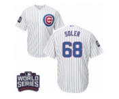 Youth Majestic Chicago Cubs #68 Jorge Soler Authentic White Home 2016 World Series Bound Cool Base MLB Jersey