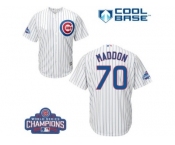 Youth Majestic Chicago Cubs #70 Joe Maddon Authentic White Home 2016 World Series Champions Cool Base MLB Jersey