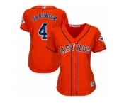 Women Majestic Houston Astros #4 George Springer Replica Orange Alternate 2017 World Series Bound Cool Base MLB Jersey