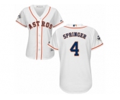 Women Majestic Houston Astros #4 George Springer Replica White Home 2017 World Series Bound Cool Base MLB Jersey