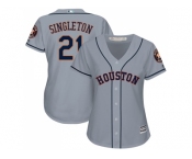 Women's Houston Astros #21 Jon Singleton Grey Road Stitched MLB Jersey