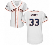 Women's Houston Astros #33 Mike Scott Authentic White Home Cool Base 2019 World Series Bound Baseball Jersey