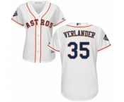 Women's Houston Astros #35 Justin Verlander Authentic White Home Cool Base 2019 World Series Bound Baseball Jersey