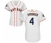 Women's Houston Astros #4 George Springer Authentic White Home Cool Base 2019 World Series Bound Baseball Jersey