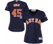 Women's Houston Astros #45 Gerrit Cole Authentic Navy Blue Alternate Cool Base 2019 World Series Bound Baseball Jersey
