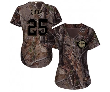 Women's Majestic Houston Astros #25 Jose Cruz Jr. Authentic Camo Realtree Collection Flex Base MLB Jersey