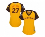 Women's Majestic Houston Astros #27 Jose Altuve Authentic Yellow 2016 All-Star American League BP Cool Base MLB Jersey