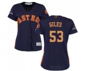 Women's Majestic Houston Astros #53 Ken Giles Authentic Navy Blue Alternate 2018 Gold Program Cool Base MLB Jersey