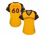 Women's Majestic Houston Astros #60 Dallas Keuchel Authentic Yellow 2016 All-Star American League BP Cool Base MLB Jersey
