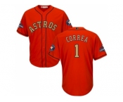 Youth Houston Astros #1 Carlos Correa Orange 2018 Gold Program Cool Base Stitched MLB Jersey
