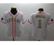 Youth Houston Astros #1 Carlos Correa White 2018 Gold Program Cool Base Stitched MLB Jersey