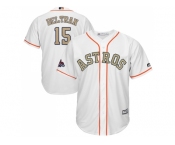Youth Houston Astros #15 Carlos Beltran White 2018 Gold Program Cool Base Stitched Baseball Jersey