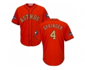 Youth Houston Astros #4 George Springer Orange 2018 Gold Program Cool Base Stitched MLB Jersey