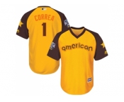 Youth Majestic Houston Astros #1 Carlos Correa Authentic Yellow 2016 All-Star American League BP Cool Base MLB Jersey