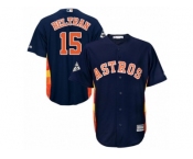 Youth Majestic Houston Astros #15 Carlos Beltran Authentic Navy Blue Alternate 2017 World Series Bound Cool Base MLB Jersey