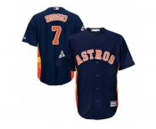Youth Majestic Houston Astros #7 Craig Biggio Replica Navy Blue Alternate 2017 World Series Bound Cool Base MLB Jersey