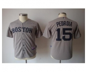 youth mlb jerseys boston red sox #15 pedroia grey