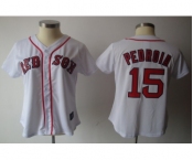 women mlb boston red sox #15 pedroia white[red number]
