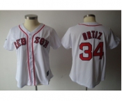 women mlb boston red sox #34 ortiz white[red number]