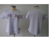 women mlb boston red sox blank white[pink number]