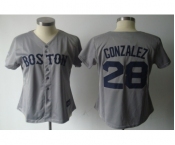 women mlb jerseys boston red sox #28 gonzalez grey