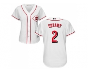 Women's Cincinnati Reds #2 Zack Cozart White Home Stitched MLB Jersey