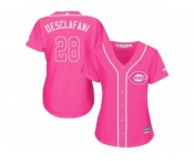 Women's Majestic Cincinnati Reds #28 Anthony DeSclafani Replica Pink Fashion Cool Base MLB Jersey