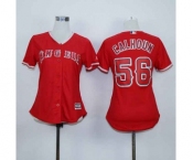women mlb jerseys los angeles angels #56 calhoun red