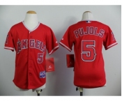 youth mlb jerseys los angeles angels #5 pujols red
