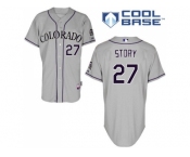 Women's Colorado Rockies #27 Trevor Story Grey Road Stitched MLB Jersey