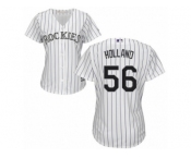 Women's Majestic Colorado Rockies #56 Greg Holland Replica White Home Cool Base MLB Jersey